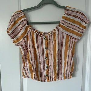 Aeropostale Striped Short sleeve Cropped Blouse
